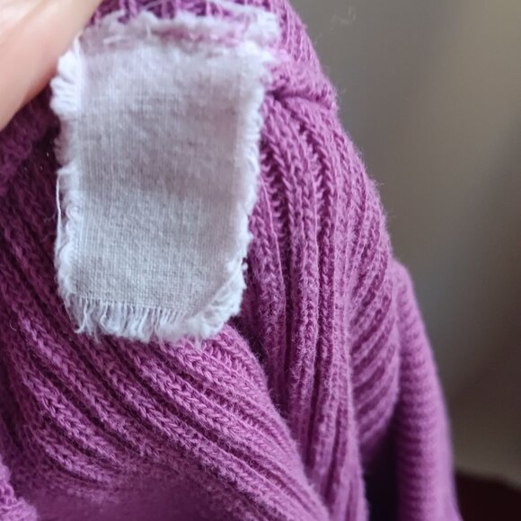 Women's Small Sweater Top Vintage 1970's Purple Hippie Ribbed Knit Sexy Disco - Picture 5 of 9